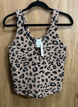 NWT Victoria’s Secret PINK Fuzzy Leopard Print Tank Top thumbnail 1