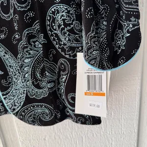 Alex Evenings Womens 2 Piece Twin‎ Set Jacket Tank Paisley Blue Black Small NWT thumbnail 4