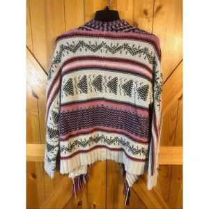 American Eagle Outfitters Open Front Cardigan Pink White Size Medium (5812) thumbnail 5