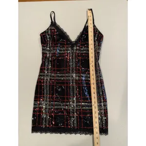 Victorias Secret Plaid Sequin Dress Small Sexy Lace Up Back Party Dark Romantic thumbnail 5