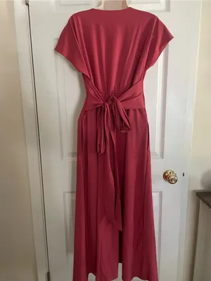 HALARA Red V-Neck Pleated Maxi Dress thumbnail 2