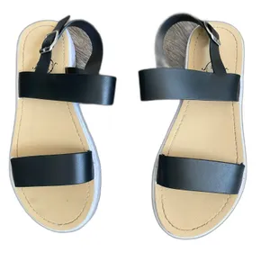 Sole Mates Black/Tan Faux Leather Sandals Ladies Size M 7/8 thumbnail 1