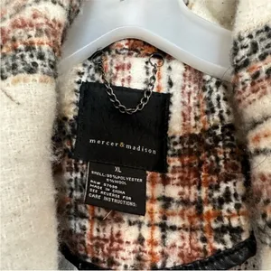Mercer & Madison Plaid Cowl Coat XL thumbnail 3