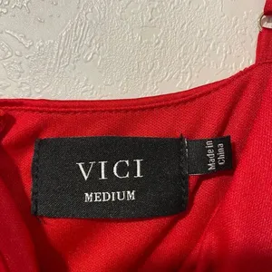 VICI Red Pleated Tiered Midi Dress Medium Spaghetti Strap Party Dress thumbnail 3