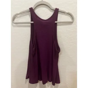 Free People We The Free Purple Ribbed‎ High Neck Racerback Tank Top Made in USA thumbnail 5