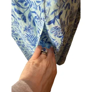 J Jill Love Linen‎ Maxi Dress Women XS Blue White Linen Floral Lagenlook Boho thumbnail 8