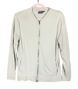 ASOS women's Gray Bomber Style Zip‎ Up Cardigan Jacket Size Medium thumbnail 1