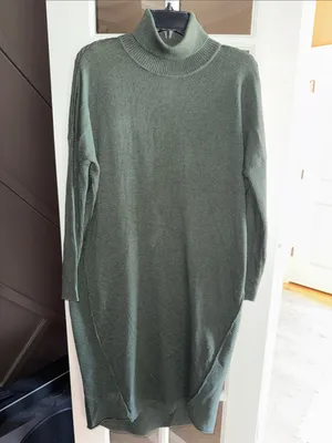 ASOS Green Turtleneck Knit Sweater Midi Dress 8 thumbnail 3