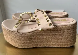 Studded Beige Platform Sandals Size 6 thumbnail 5