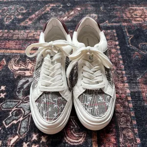 BIRDIES‎ the Cardinal Leather Sneakers in Floral Houndstooth plaid thumbnail 2