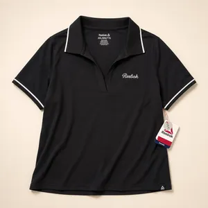 Reebok Womens Black V-Neck Active Polo Shirt Short Sleeve‎ Contrast Trim XXL thumbnail 4
