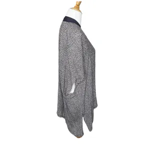 LOFT Grey Geo Print Open Front Lightweight Flowy Kimono Top Size M/L Womens thumbnail 5