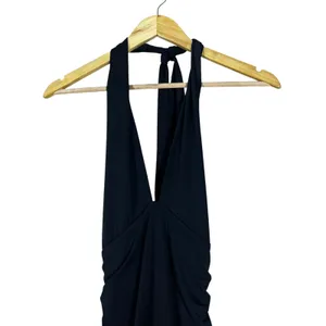 NWT Abercrombie & Fitch Halter Ruched Bodycon Midi Dress Black Evening Size M thumbnail 2