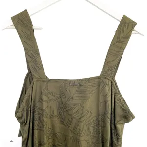 Hurley Green and Black Sleeveless Sundress Tropical Leaves thumbnail 4