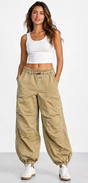 Urban Outfitters Beige Parachute Pants thumbnail 1