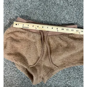 Forever 21 Faux Shearling Teddy Lounge Shorts Brown Large Drawstring Fuzzy thumbnail 3
