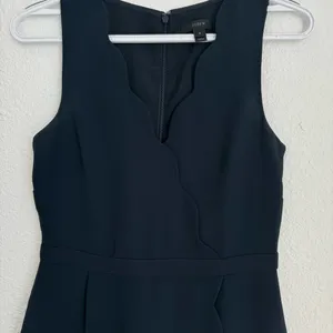 J. Crew Dress Womens Size 0 Navy Blue V Neck Scallop Crepe Wrap Surplice Sheath thumbnail 11