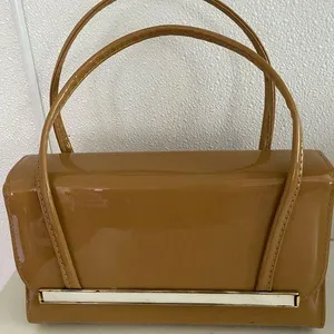 Vintage (1960's/70's) patent-leather Tan purse 10” X 3” ( See Photos) thumbnail 1
