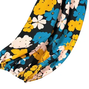 Cabi Busy Blouse 4158 Floral Button Front Balloon Sleeve‎ Black Teal Mustard L thumbnail 5