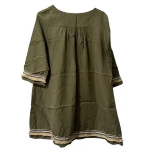 ILLA ILLA Green Size Large Fringe Embroidered Tencel Dress Boho Hippie‎ Peasant thumbnail 2