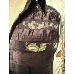 Vintage Forever 21 Black‎ Lace Trimmed Ruched Button Up Sleeveless Shirt Top thumbnail 4