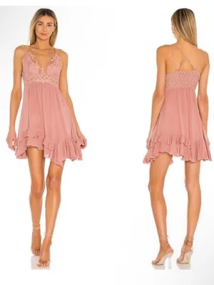 NWOT Free People Adella Mini Dress Dusty Rose size Small thumbnail 6