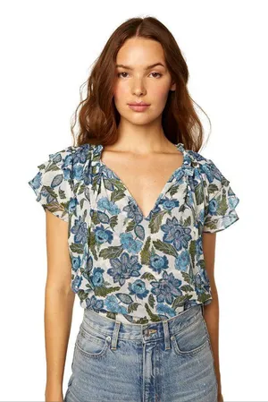 MISA Maria Floral Top In Flora Azulia thumbnail 1