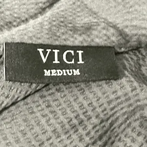 Vici Mini Dress Gray Ruffle Tie Back Textured Ballon Sleeve Coquette Size M thumbnail 6