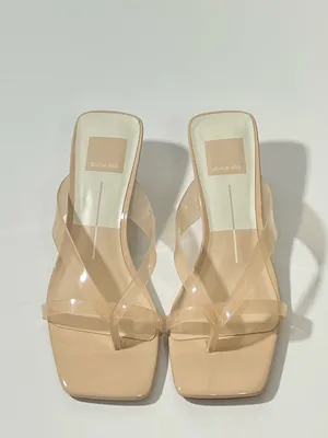 Dolce Vita Brevel Nude Vinyl Praline Jelly PVC Clear Strap Slide Sandal Heels thumbnail 7