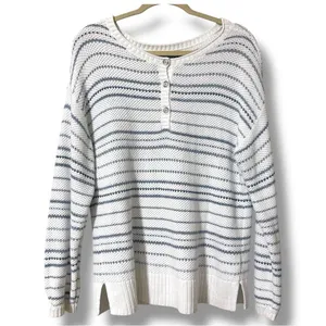 Chaps by Ralph Lauren women's size XL Blue and White Striped Sweater long sleeve thumbnail 1