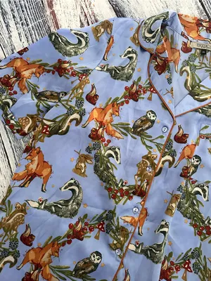 Their Nibs Woodland Animal Print Satin Pajama Set thumbnail 3