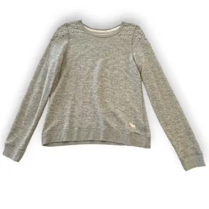 ABERCROMBIE FITCH Gray Crew Neck Sweatshirt Pearl Beading Embellished Small‎ ANF thumbnail 3