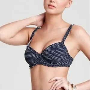 Tory Burch Polka Dot Underwire Bikini Swim Top Navy Blue‎ Size XS thumbnail 1