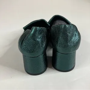 Mango MNG‎ Metallic Green Heeled Loafer Size 36 thumbnail 4