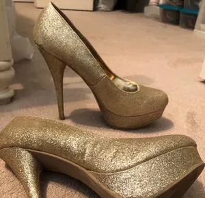 Deb Platform Shoes Gold Glitter Size 8.5 thumbnail 1
