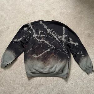 Spooky Season Ghost Bleach Dye Crewneck Sweatshirt Black Gray Size Large thumbnail 7