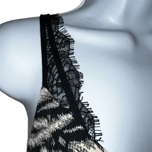 EXPRESS Gorgeous Black & Tan Zebra Print‎ Cami Top Black Lace Trim NWT $48 Small thumbnail 4