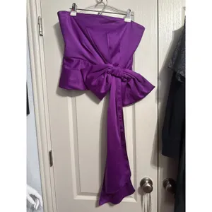 ATSU Anthropologie Satin Strapless Bow Top Sash Cocktail Party Glam Statement‎ L thumbnail 2