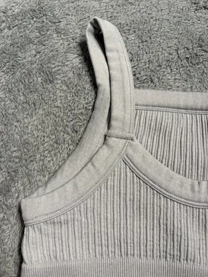Aerie Light Gray Ribbed bralette tank top medium thumbnail 5