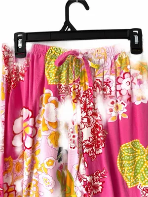Natori Asian Motif Bright Pink Floral Lounge pajama pants size medium thumbnail 2