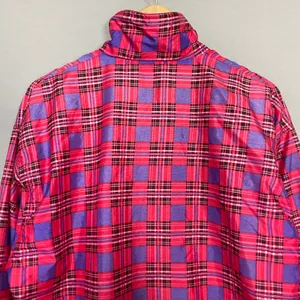 Vintage Jacket Plaid Nylon Pink Purple Zip-Up Windbreaker Lined Retro Women 90s thumbnail 5