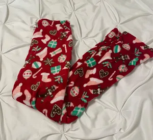 red christmas fuzzy pajama pants thumbnail 2