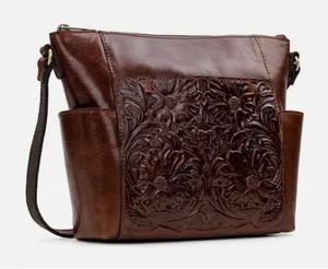 Patricia Nash Aveley Crossbody Bag Brown Tooled Floral Leather‎ Purse Boho thumbnail 1