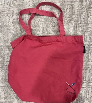 J. Crew Coral-Red Canvas Tote thumbnail 1