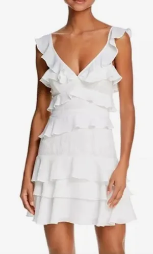 Bardot white frill mini dress thumbnail 1