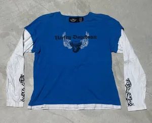 Harley Davidson Women's SZ XL Long Sleeve Made In USA Grunge Biker Motorcycle thumbnail 1
