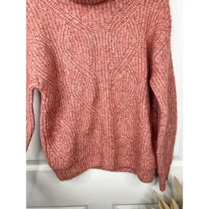 Caslon Pink Mauve Cable Knit Long Sleeve Turtleneck Sweater Size Small thumbnail 6