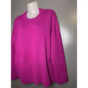 GAP Sweater Womens Medium Pink 100% Cotton Crew Neck Side Slit Knit Pullover thumbnail 4