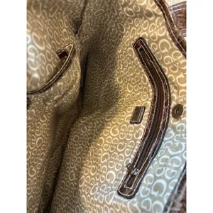 Guess Tote Bag Womens Large Brown‎ Monogram Canvas Croc Embossed Y2K Style thumbnail 6