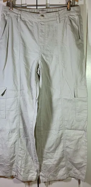 Sincerely Jules‎ Women Linen Blend Wide Leg Cargo Pants Beige Sz L Beachy Resort thumbnail 1